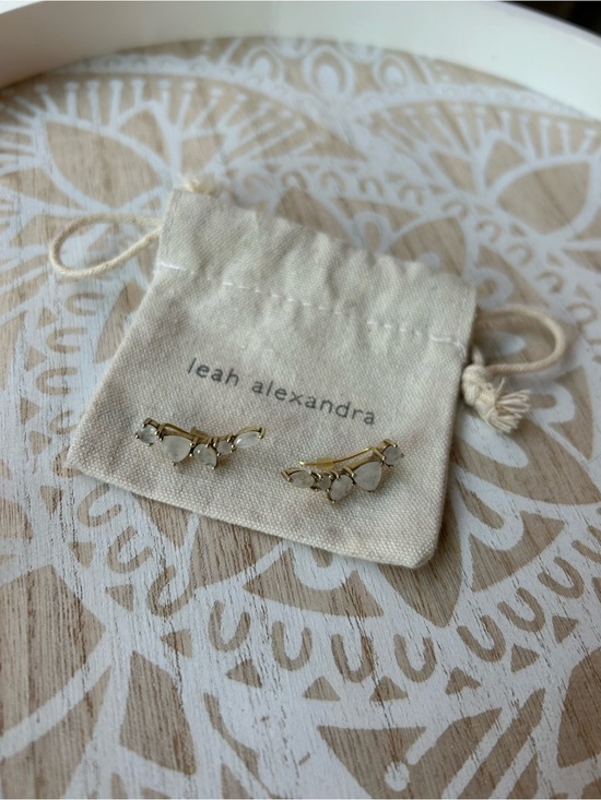 Leah alexandra Jewelry - Leah Alexandra Kids Gold-Tone Cream Stone Ear Climbers
